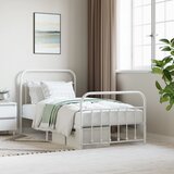 Maison Chic Kovinski Posteljni okvir - Enojna postelja - Postelja za odrasle z vzglavjem in vznožjem bel 100x190 cm, (21697163) | Shoptok.si