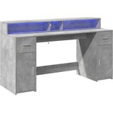  Radni stol s LED svjetlima sivi 160x55x91 cm konstruirano drvo | shoptok.hr