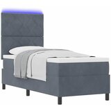  LED Box Spring Krevet Tamno siva 80 x 200 cm Baršun | shoptok.hr
