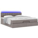  Otomanski krevet s madracem i LED smeđesivi 180x200 cm tkanine | shoptok.hr