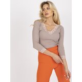 RUE PARIS Blouse-RV-BZ-7843.44P-dark beige | Shoptok.si