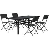  5-dijelni vrtni blagovaonski set sivo-crni | shoptok.hr