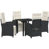 vidaXL Vrtni blagovaonski set od 5 dijelova s jastucima crni poli ratan, Vrtni stol crni 80x80x73 cm staklo otporno na udarce | shoptok.hr