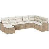vidaXL 8 komada seta vrtnog namještaja s jastučićima u bež, poli ratan, 2-sjedalna vrtna sofa s jastučićima u bež, poli ratan | shoptok.hr