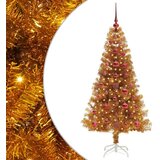 vidaXL Božično drevo med 150 LED z stojalom Zlata 120 cm PET | Shoptok.si