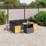  7-dijelni set vrtnih sofa od poliratana s jastucima crni | shoptok.hr