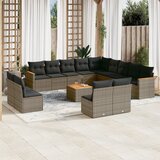  14-dijelni set vrtnih sofa od poliratana s jastucima sivi | shoptok.hr