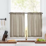 TOPICK komplet 2 kratkih lanenih zaves z vrvico - 65 × 60 cm odprta embalaža Cene