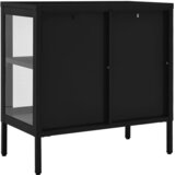  Komoda crna 70 x 35 x 70 cm od čelika i stakla | shoptok.hr