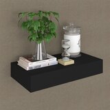 vidaXL Lebdeča stenska polica s predalom črna 48x25x8 cm, (20621352) | Shoptok.si