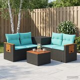  Set sofe 6 kom. Crna i Plava Poli Rattan i čelik | shoptok.hr