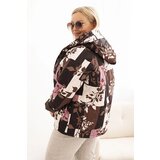 Kesi Włoski Plus Size women's jacket with a hood and extended back brown | Shoptok.si