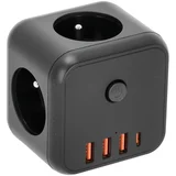 sa prekidačem LINEA, 3x230 V + 4x USB-A/USB-C, crni