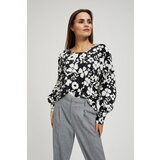 Marisse Floral Print Shirt With Puffed Sleeves, Black | Shoptok.si