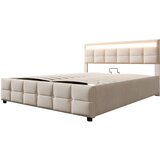 Lumor Postelja s predalom 180x200 cm iz žameta - z LED in letvičastim okvirjem - bež, (22151230) | Shoptok.si
