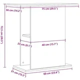 Stojalo za akvarij črni hrast 75x36x72,5 cm inženirski les