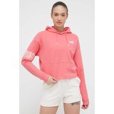 Puma Pamučna dukserica za žene, boja: zelena, s kapuljačom, s tiskom | shoptok.hr