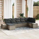 vidaXL 7-delni vrtni kavč set z blazinami siva poly ratan | Shoptok.si