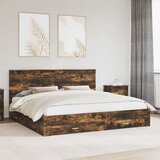  Okvir za krevet s uzglavljem Dimljeni hrast 200 x 200 cm | shoptok.hr