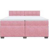 vidaXL Box spring postelja z vzmetnico roza 200x200 cm žamet | Shoptok.si