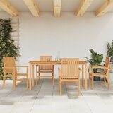  5-dijelni vrtni blagovaonski set od masivne tikovine Smeđa Dužina stola 160 cm | shoptok.hr