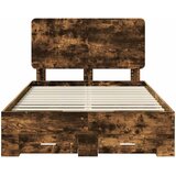  Krevetna konstrukcija s ladicama Dimljeni hrast 120 x 200 cm Smeđa 203 x 123 x 100 cm | Shoptok.si