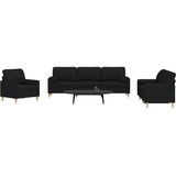  3-dijelni set sofa s ukrasnim jastucima crni od tkanine Cijene