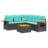  6-dijelni set vrtnih sofa od poliratana s jastucima crni | shoptok.hr