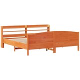 vidaXL Posteljni okvir z vzglavjem voščeno rjava 200x200 cm borovina, (21304033) | Shoptok.si