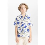 Defacto Boys' Oversize Fit Patterned Viscose Short Sleeve Shirt Cene