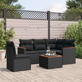  6-dijelni set vrtnih sofa s jastucima crni od poliratana | shoptok.hr