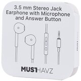 Oem Grab 'N Go, Žične slušalke 3,5 mm z vgrajenim mikrofonom in daljinskim upravljalnikom, Bela, (5000228783) | Shoptok.si