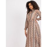 Italy Moda Dress-DHJ-SK-15177-1.04P-dark beige | Shoptok.si