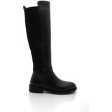 Marjin Women's Genuine Leather Daily Boots With Elastic Stretch Stretch Knee Length Nevira Black | Shoptok.si