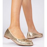 Gemre Golden women's glitter ballet flats with a bow Vellas | shoptok.hr