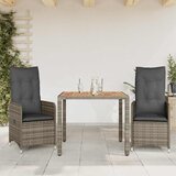  3-dijelni vrtni bistro set od poliratana s jastucima sivi | shoptok.hr
