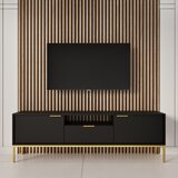 TV komoda AUSTIN 135 - crna - zlatna | shoptok.hr