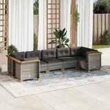 Maison Chic Seti vrtnega pohištva - Vrtna garnitura - Vrtni pohištvo set 7-delna z blazinami siv poli ratan, (21802318) | Shoptok.si