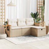 Maison Chic Seti vrtnega pohištva - Vrtna garnitura - Vrtni pohištvo set 4-delna z blazinami bež poli ratan, (21810479) | Shoptok.si