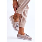 EVENTO Women's Openwork Leather Loafers Light Pink Lanzarot | shoptok.hr