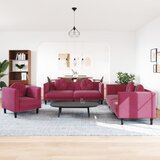 vidaXL 3-dijelni set sofa s jastucima crvena boja vina baršunasti Cijene