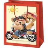 Poklon vrećica normalne veličine s uzorkom motociklističkih medvjeda 11x6x14cm