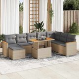 vidaXL 9-dijelni set vrtnih sofa s jastucima bež od poliratana bagrem | shoptok.hr