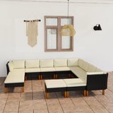 The Living Store Vrtna sedežna garnitura 12-delna z blazinami poli ratan črna - Vrtna Sedežna Garnitura, (21423664) Cene
