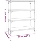 Ormarić za knjige boja hrasta 80x33x100 cm od drva i čelika | shoptok.hr