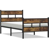 Metalni Kovinski posteljni okvir brez vzmetnice dimljen hrast 107x203cm | Shoptok.si