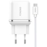 Foneng Stenski polnilec EU20 2.4A + USB v USB-C kabel, (20633305) | Shoptok.si