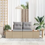 vidaXL Dvosedna vrtna sofa s kutijom za pohranu i jastucima bež poli ratan | shoptok.hr