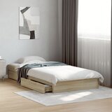 Maison Chic Posteljni okvir - Enojna postelja - Postelja za odrasle s predali sonoma hrast 90x200 cm inženirski les, (21697081) | Shoptok.si