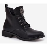 Boto Low Women's Ankle Boots With Flat Heel With Decorative Detail Insulated Black Cylira | Shoptok.si